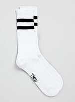 Thumbnail for your product : Topman White and Black Stripe Tube Sport Socks