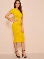 Thumbnail for your product : Shein Checked Print Sleeve Bodycon Dress