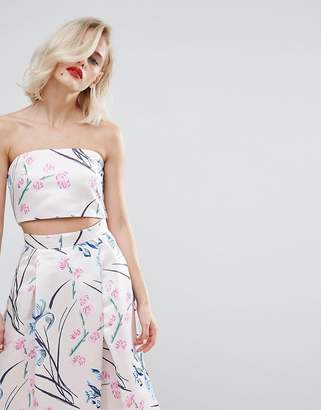 Co Horrockses Satin Crop Top In Multi Floral Ord