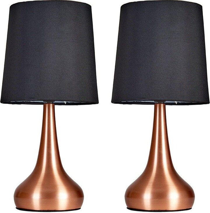 ValueLights Teardrop Pair of Copper Table Lamps Touch On/Off Dimmable ShopStyle