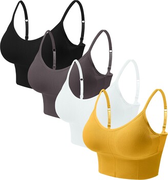 Eleplus 4-Pack Comfy Cami Bras for Women Crop Tops Padded Longline Yoga  Bralettes Lounge Sports Bras