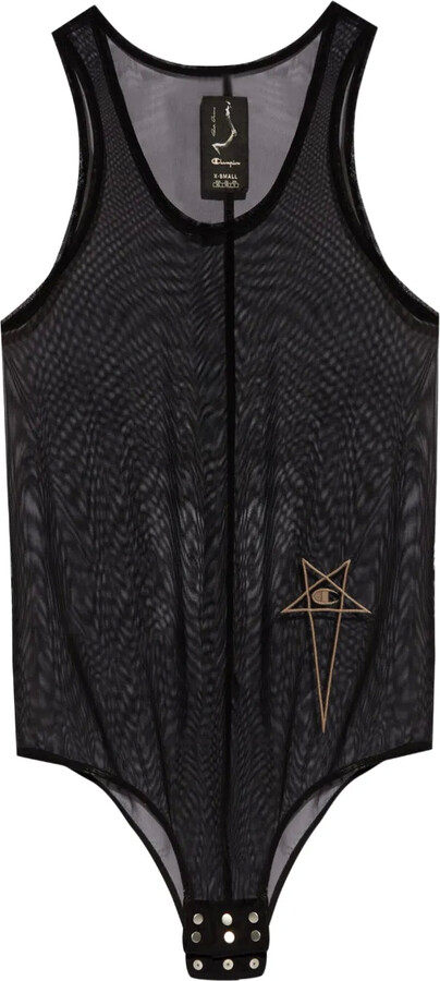 RICK OWENS X CHAMPION Logo-Embroidered Mesh Tank Top