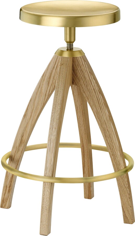 Paolo Rizzatto Ghidini 1961 Leporello Senior Light Durmast Barstool In Brass