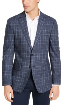 calvin klein blue plaid slim fit sport coat