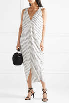 Thumbnail for your product : Hatch Amira Draped Striped Crepe De Chine Dress - Ivory