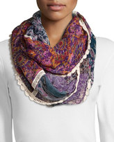 Thumbnail for your product : Vismaya Mixed-Print Crochet-Trim Eternity Scarf, Purple/Navy/Multi