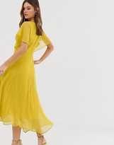 Thumbnail for your product : ASOS DESIGN wrap front midi dress with fluted sleeve detail