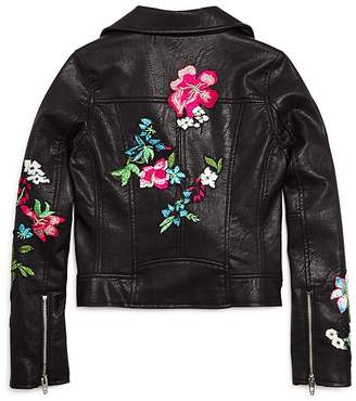 Blank NYC Girls' Embroidered Moto Jacket - Big Kid