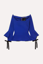 Thumbnail for your product : Roland Mouret Holden Off-the-shoulder Crepe Peplum Top - Blue