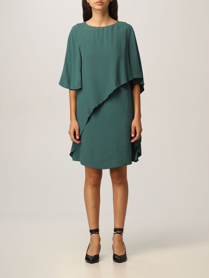 Emporio Armani Dress Dress In Viscose Blend With Asymmetrical Cape -  ShopStyle