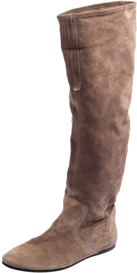 brown suede flat boots