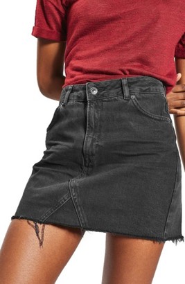 Topshop Women's Raw Hem Denim Miniskirt