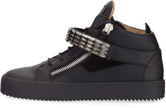 Giuseppe Zanotti Men's Stan Suede & Leather Mid-Top Sneakers