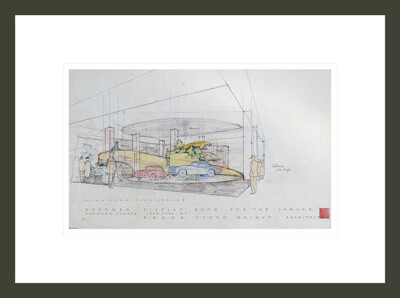 1000Museums Hoffman Display Room for the Jaguar Park Avenue NYC NY (demolished March 2013) by Frank Lloyd Wright - Framed Giclee Print