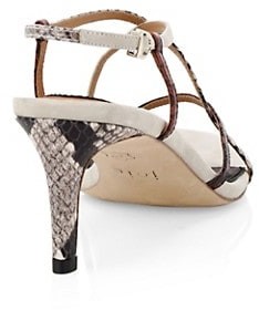Joie Malou Python-Embossed Leather Slingback Sandals