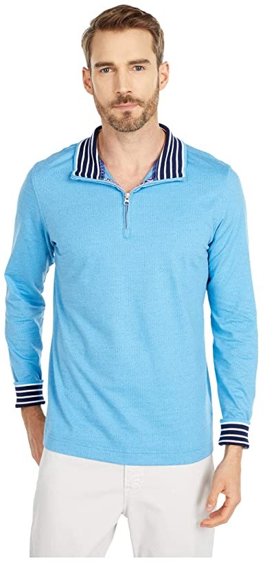 light blue quarter zip sweater