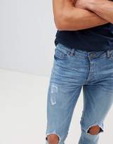 Thumbnail for your product : Brave Soul Skinny Faded Rip Frayed Jeans