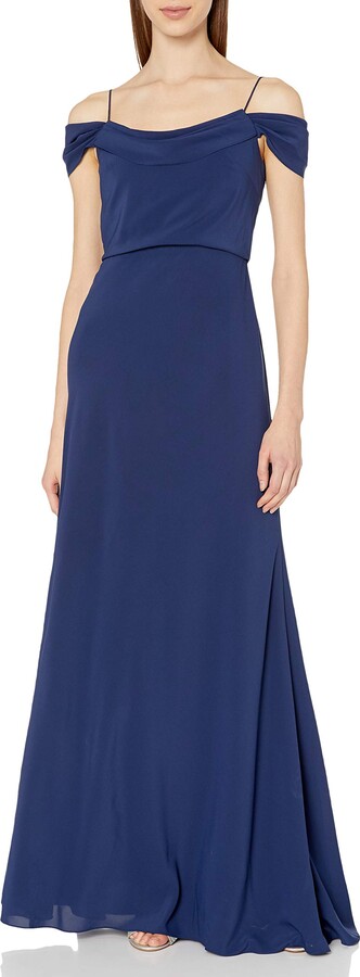 Jenny Yoo Womens Sabine Draped Off The Shoulder Crepe Gown 