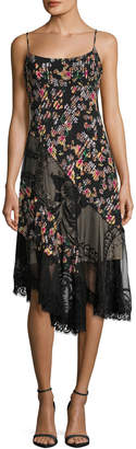 ABS by Allen Schwartz Women's Pleated Floral Print And Lace Slip Dress