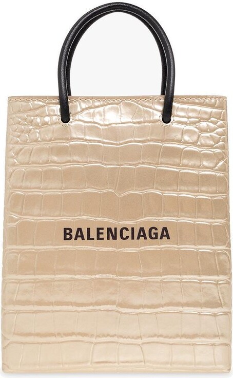 Balenciaga Croc-Embossed Logo Top Handle Bag - ShopStyle