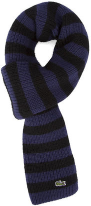 Lacoste White and Navy Sailor Stripe Wool Scarf