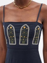 Thumbnail for your product : Agua by Agua Bendita Lima Margarita-embroidered Linen Maxi Dress - Navy