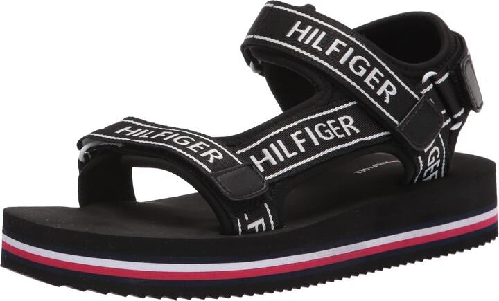 Tommy Hilfiger Flat Women's Black Sandals | ShopStyle