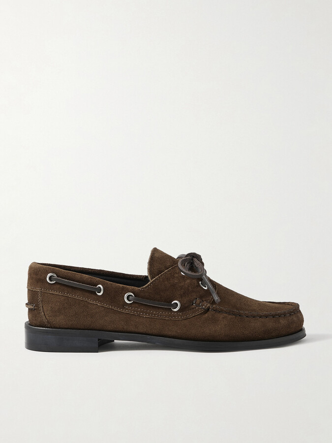 AEYDĒ Harris Suede Boat Shoes - Brown