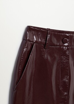 MANGO Faux Leather Midi Skirt, Dark Red