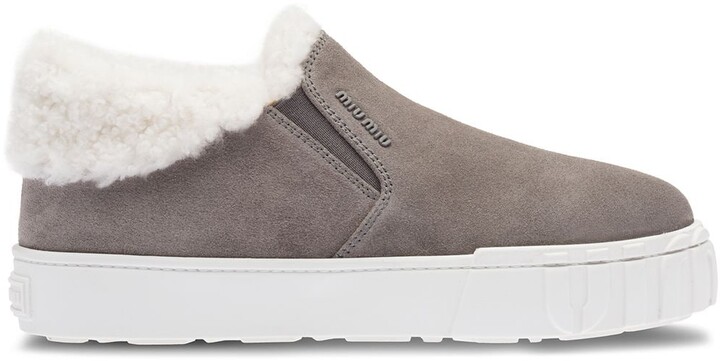 shearling lined slip on sneakers