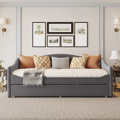Teddy Fleece Upholstered Daybed with LED Lights and Trundle, Perfect for Modern and Space-Efficient Living.
