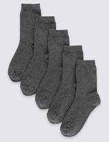 Thumbnail for your product : Marks and Spencer 5 Pairs of Cotton Rich School Socks (2-16 Years)