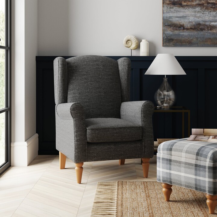 Dunelm Oswald Self Assembly Chenille Chair Charcoal ShopStyle