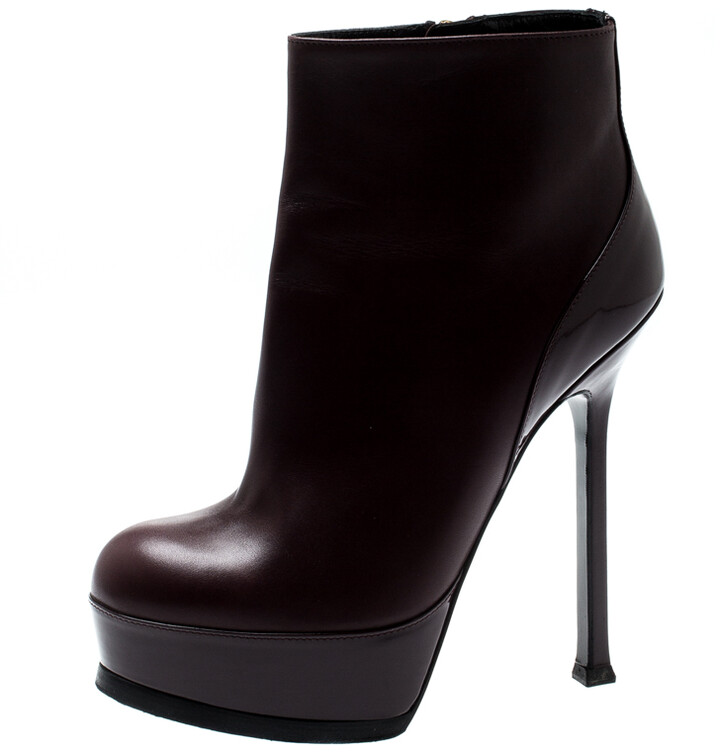 burgundy booties leather
