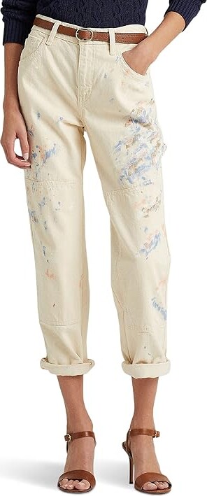 Lauren Ralph Lauren Paint-Splatter Denim Carpenter Jeans in Cream Wash  (Cream Wash) Women's Jeans - ShopStyle