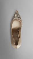 Thumbnail for your product : Burberry Gem-Embellished Point-Toe Satin Pumps