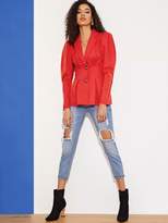 Thumbnail for your product : Shein Puff Sleeve Boxed Pleated Hem Blazer
