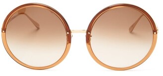Linda Farrow Kew Oversized Round Acetate Sunglasses - Brown