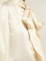 Thumbnail for your product : Erdem Venetia One-sleeve Pussybow Satin Blouse - Womens - Ivory
