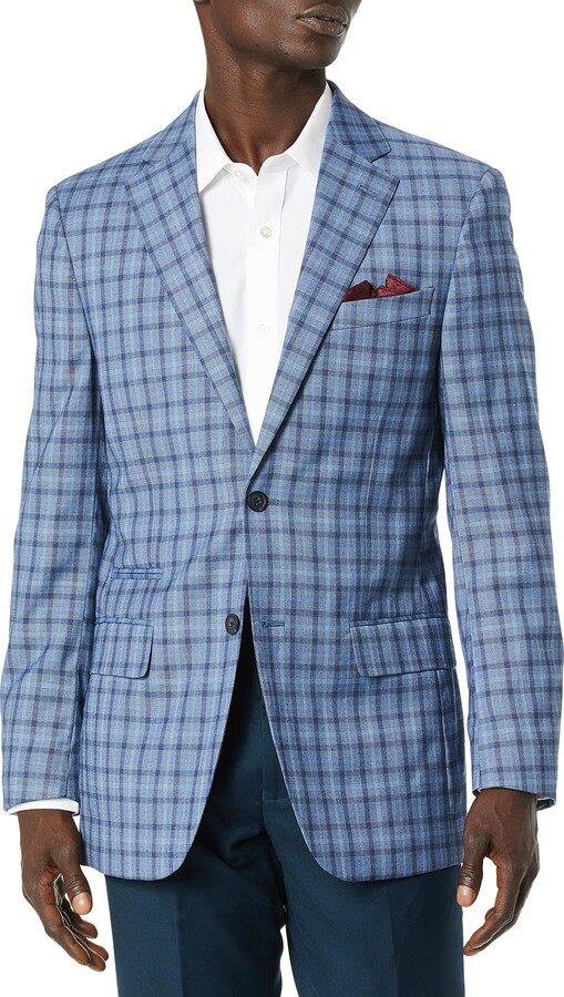 blue slacks grey jacket