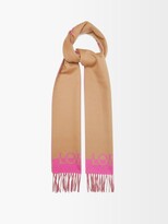 Thumbnail for your product : Loewe Logo-jacquard Bi-colour Wool-blend Twill Scarf - Camel