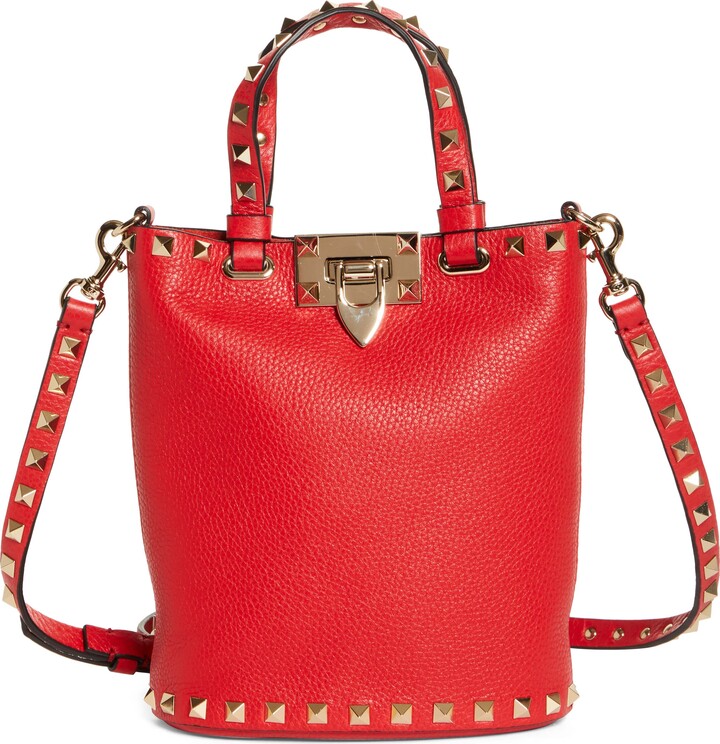 Valentino Garavani Mini Rockstud Leather Bucket Bag ShopStyle