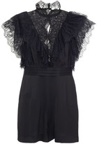Thumbnail for your product : Sandro Cutout Ruffled Lace-paneled Cady Playsuit