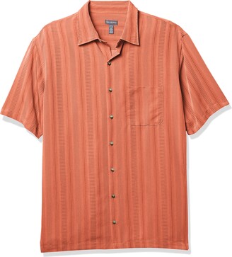 Van Heusen Mens Big and Tall Air Short Sleeve Button Down Poly Rayon Stripe Shirt Button Down Shirt
