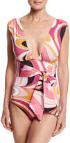Thumbnail for your product : Emilio Pucci Libellula Plunging-Neck One-Piece Swimsuit