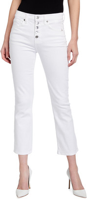 Veronica Beard Jeans Carolyn Button-Front Cropped Flare Jeans
