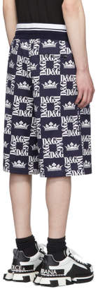 Dolce & Gabbana Navy and White Crown Logo Shorts