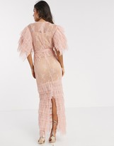 Thumbnail for your product : Forever U lace maxi dress with ruffle detail in pink