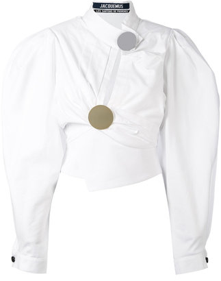 Jacquemus asymmetric balloon sleeve blouse - women - Cotton - 38