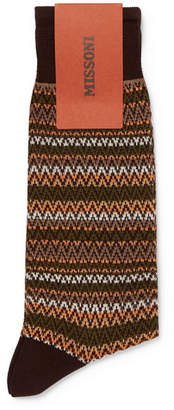 Missoni Crochet-Knit Cotton Socks - Men - Brown